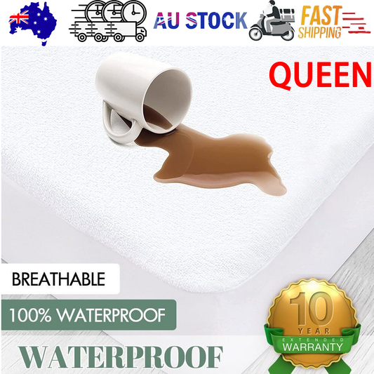 100% Terry Cotton Fitted Mattress Protector Waterproof Queen V201-W12850224