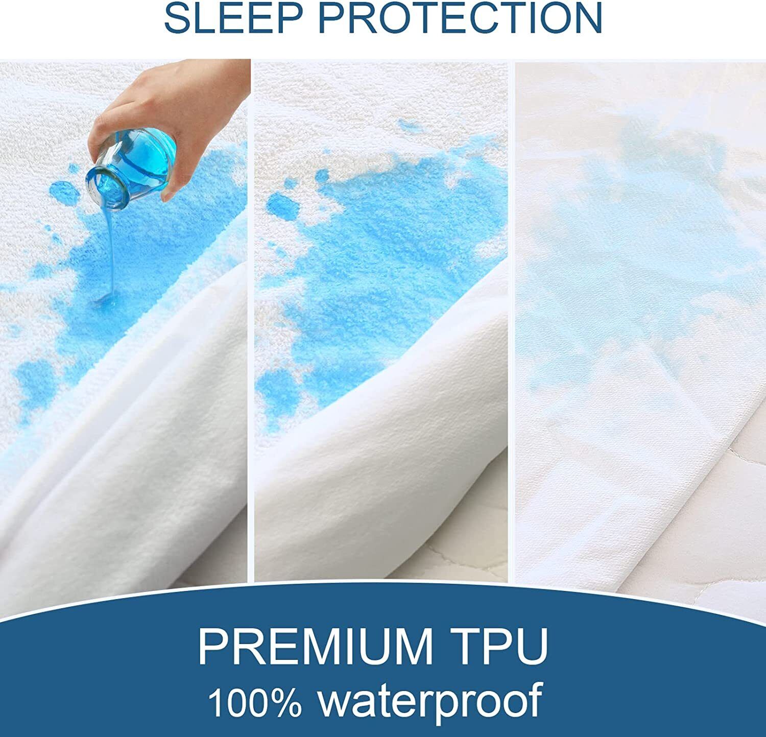 100% Terry Cotton Fitted Mattress Protector Waterproof Queen V201-W12850224