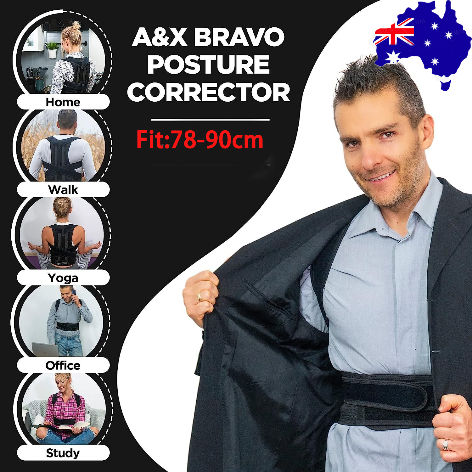 Posture Corrector Lumbar Brace Pain Relief Full Back Support Shoulder Brace Belt V201-W12850262