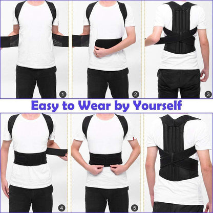 Posture Corrector Lumbar Brace Pain Relief Full Back Support Shoulder Brace Belt V201-W12850262