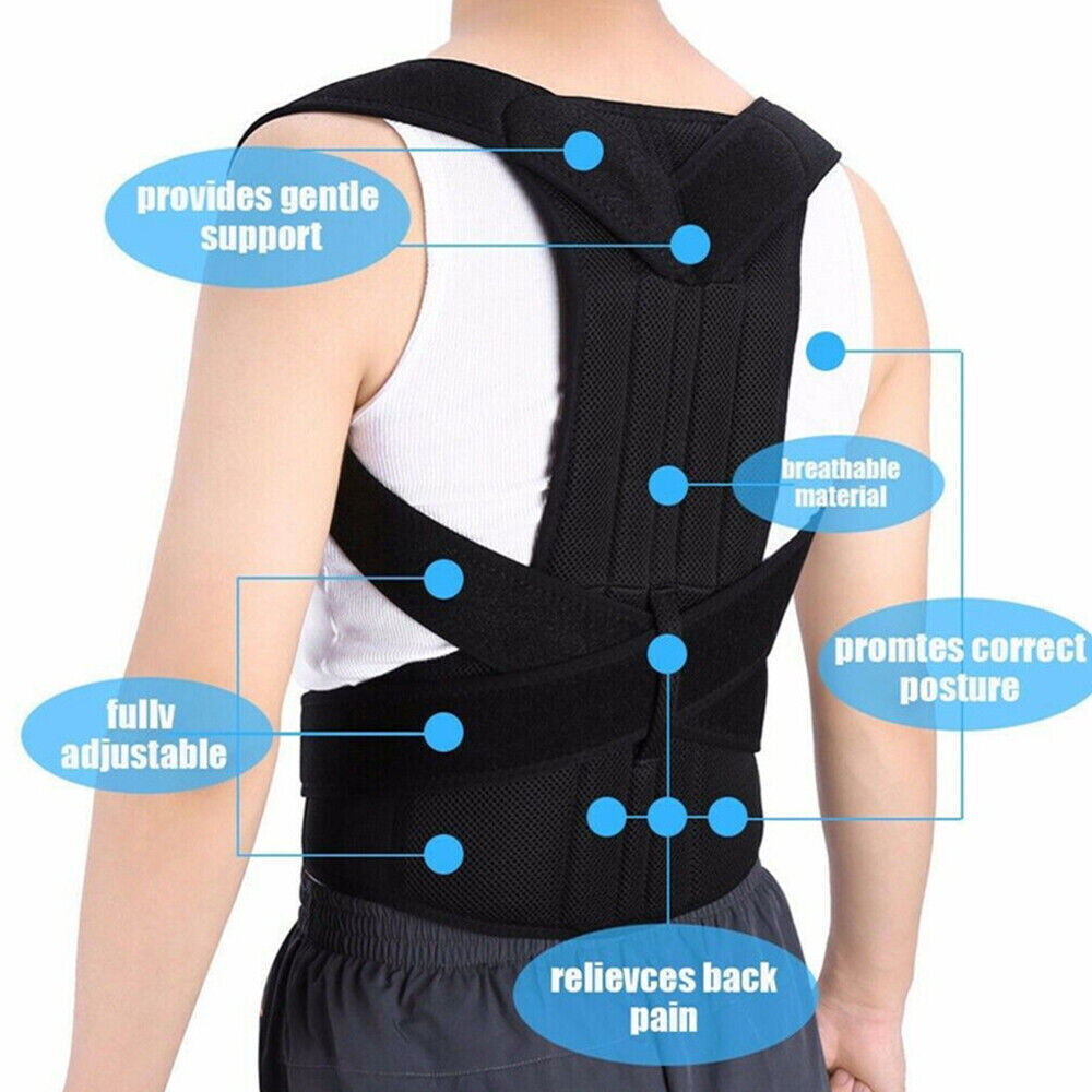 Posture Corrector Lumbar Brace Pain Relief Full Back Support Shoulder Brace Belt V201-W12850262