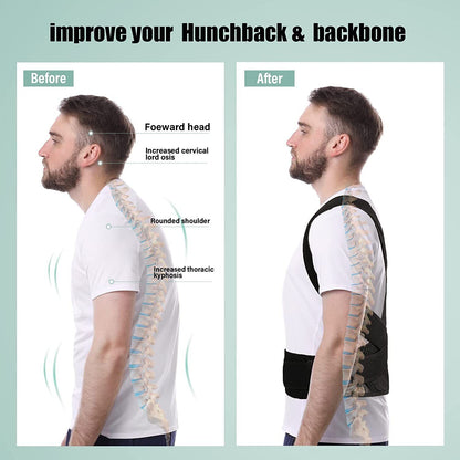 Posture Corrector Lumbar Brace Pain Relief Full Back Support Shoulder Brace Belt V201-W12850262