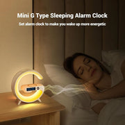 White Smart G Lamp Night Light Bluetooth Speaker Wireless Charger LED RGB Alarm Clock V201-W12854968