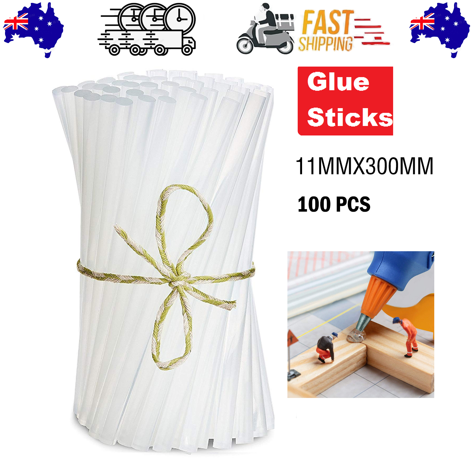 Glue Sticks Hot Clear Melt Glue Adhesive Sticks 100 pcs Stickes For Glue Gun 11mmx300mm V201-W12880585