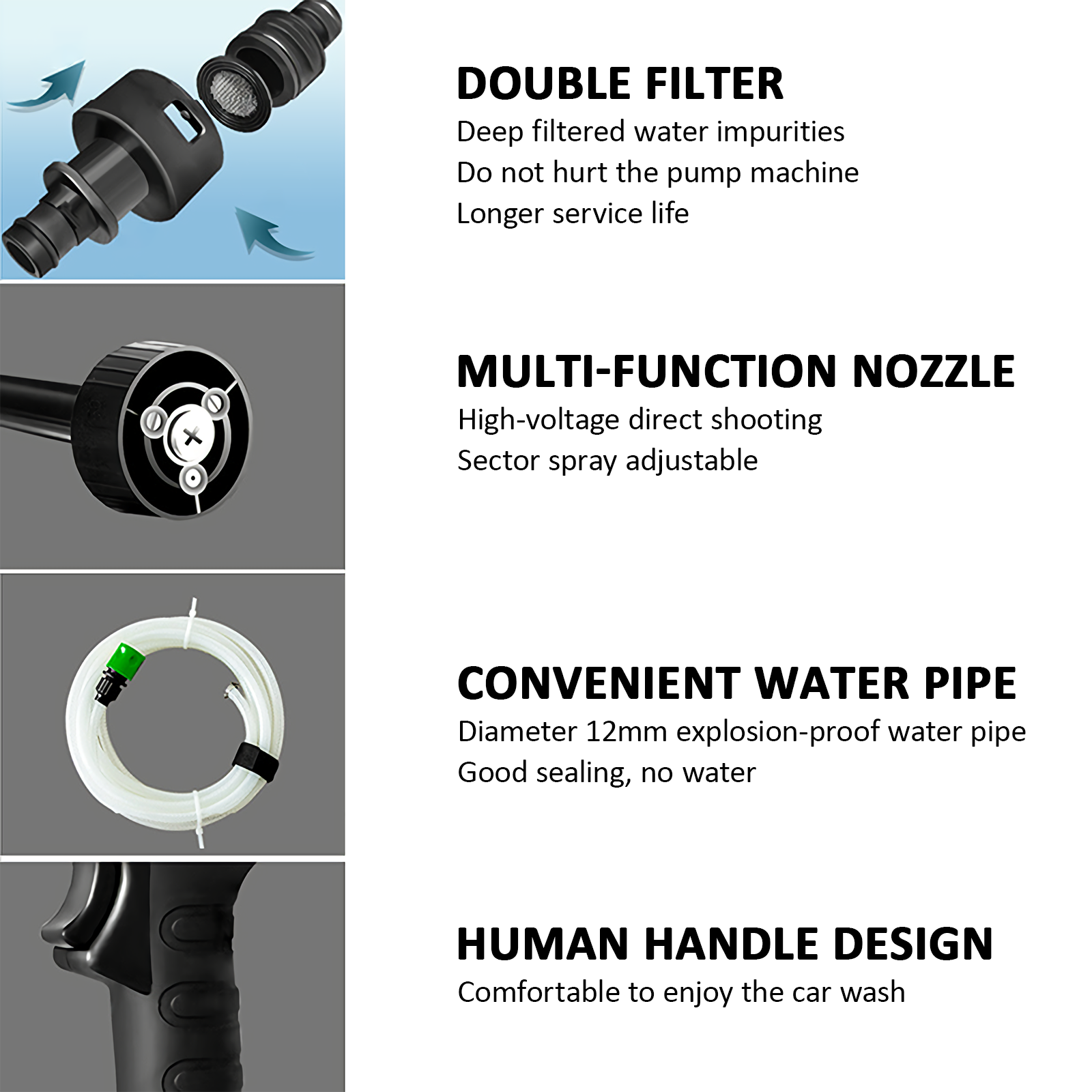 High Pressure Washer 3 in 1 Nozzle Portable Cordless Cleaner Battery Set 21V V201-W12889004