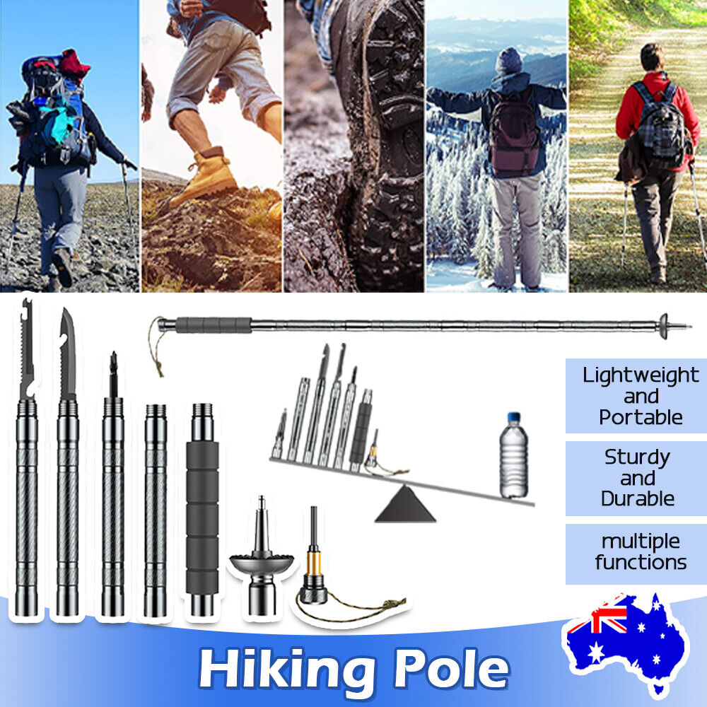 Multifunctional Hiking Trekking Poles Lightweight Collapsible Walking Stick AU V201-W12894935