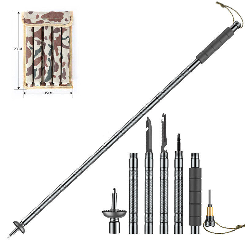 Multifunctional Hiking Trekking Poles Lightweight Collapsible Walking Stick AU V201-W12894935