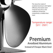 5 Blades Stove Fan Heat Powered Fireplace Accessory Wood Burning Stove Fan V201-W12898856