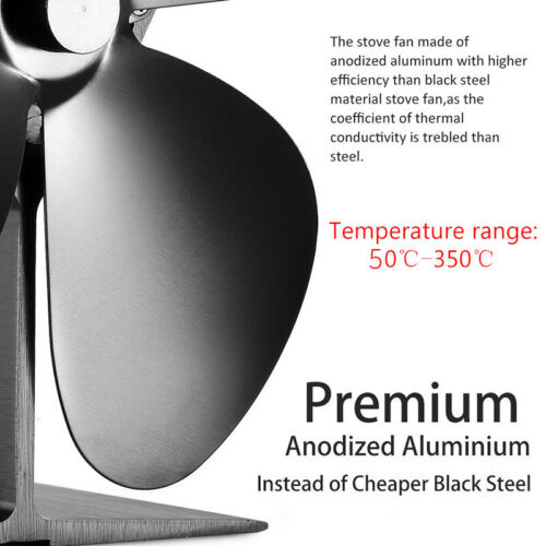 5 Blades Stove Fan Heat Powered Fireplace Accessory Wood Burning Stove Fan V201-W12898856