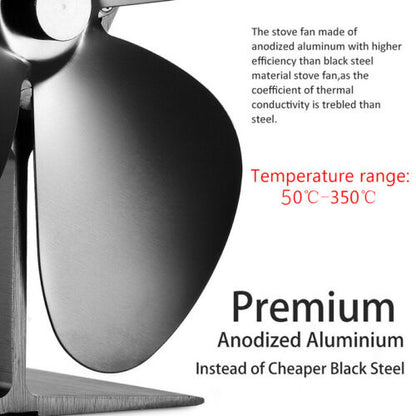 5 Blades Stove Fan Heat Powered Fireplace Accessory Wood Burning Stove Fan V201-W12898856