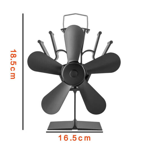 5 Blades Stove Fan Heat Powered Fireplace Accessory Wood Burning Stove Fan V201-W12898856