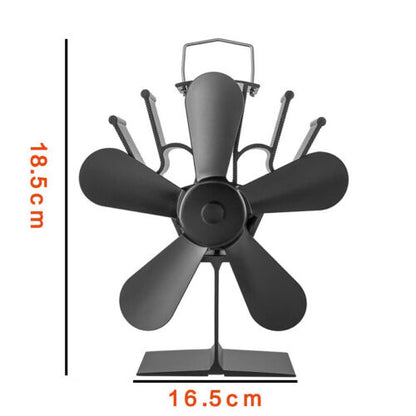 5 Blades Stove Fan Heat Powered Fireplace Accessory Wood Burning Stove Fan V201-W12898856