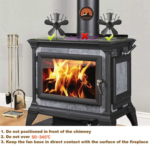5 Blades Stove Fan Heat Powered Fireplace Accessory Wood Burning Stove Fan V201-W12898856