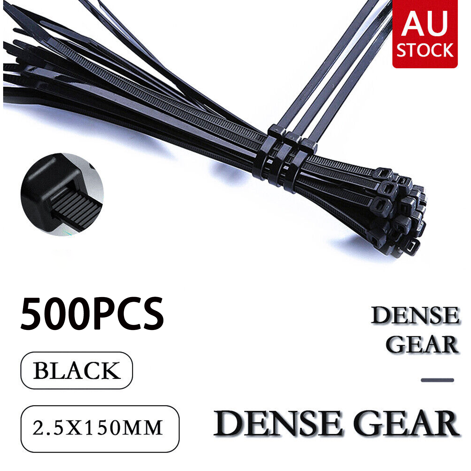 Cable Ties Zip Ties Nylon UV Stabilised 500pc Bulk Black Cable Tie 150mm x 2.5mm V201-W12899589*5