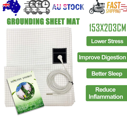 Bed Earthing Sheet Grounding Sheet Mat Large Bed Sheet Flat Sheet W/AU Plug 153x203cm V201-W12918152