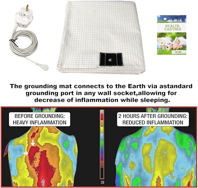 Bed Earthing Sheet Grounding Sheet Mat Large Bed Sheet Flat Sheet W/AU Plug 153x203cm V201-W12918152