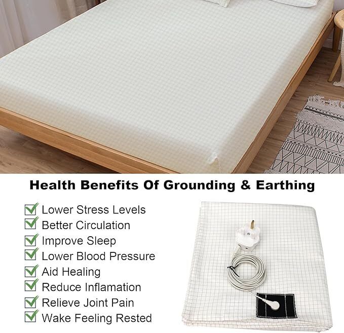 Bed Earthing Sheet Grounding Sheet Mat Large Bed Sheet Flat Sheet W/AU Plug 153x203cm V201-W12918152