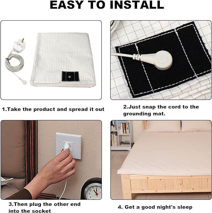 Bed Earthing Sheet Grounding Sheet Mat Large Bed Sheet Flat Sheet W/AU Plug 153x203cm V201-W12918152