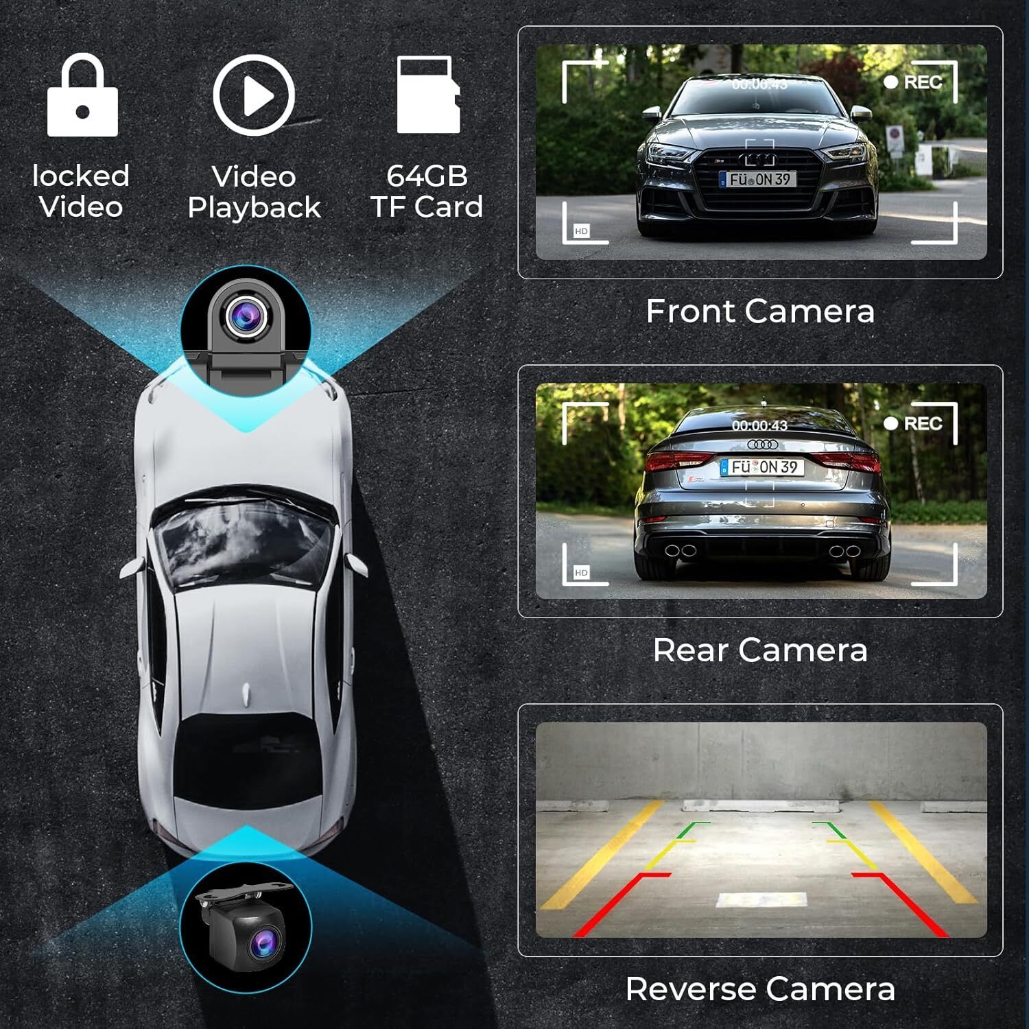 10.26" 4K Dash Cam Car Stereo For Apple Carplay & Android Auto GPS Rear Camera V201-W12929584