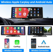 10.26" 4K Dash Cam Car Stereo For Apple Carplay & Android Auto GPS Rear Camera V201-W12929584
