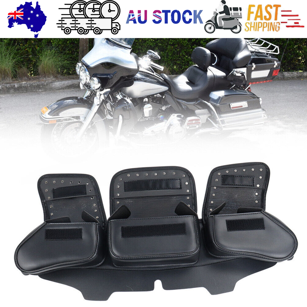 3 Pocket Windshield Bag Waterproof Fit For Harley Electra Glide FLHTC 96-13 V201-W12984189