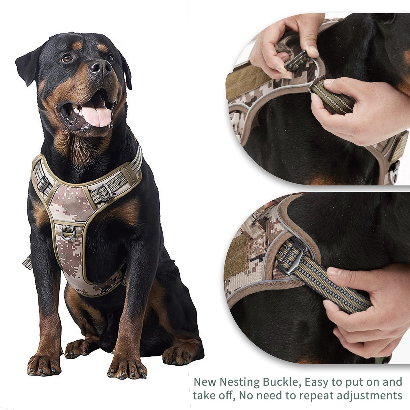 Dog Harness Tactical No Pull Adjustable Pet Military Working Training Vest M V201-W12991594