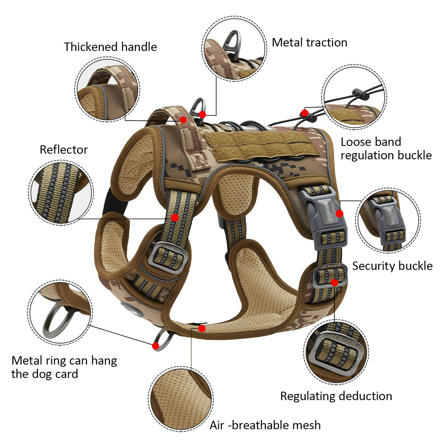 Dog Harness Tactical No Pull Adjustable Pet Military Working Training Vest M V201-W12991594