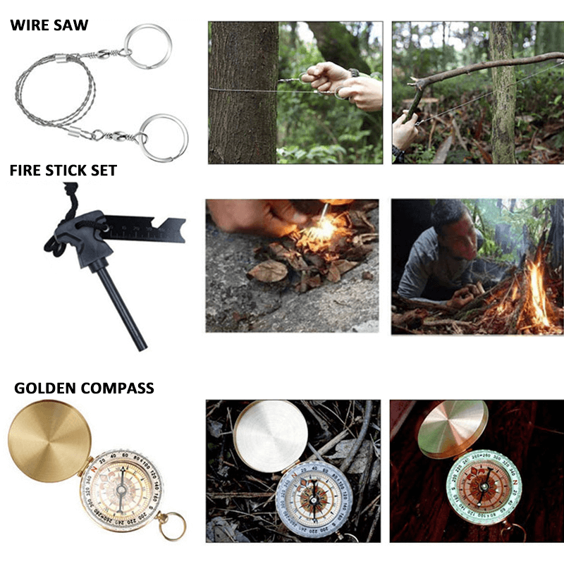 16in1 SOS Kit Outdoor Emergency Equipment Box For Camping Survival Gear V201-W12991620