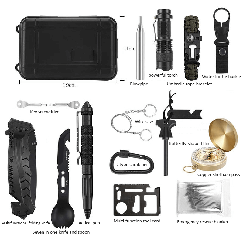 16in1 SOS Kit Outdoor Emergency Equipment Box For Camping Survival Gear V201-W12991620