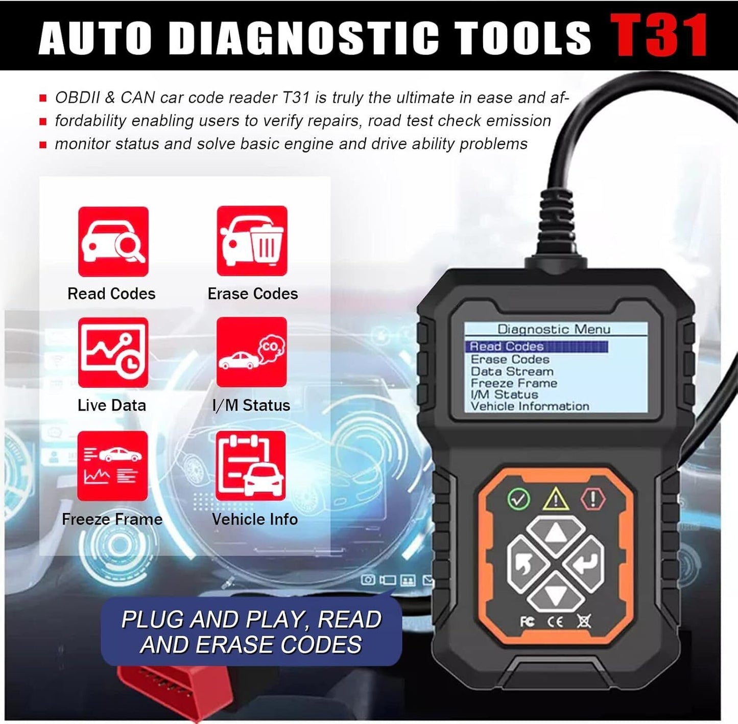 LAUNCH CY3001 Car OBD2 EOBD Scanner Auto Code Reader Engine Diagnostic Scan Tool V201-W13020221