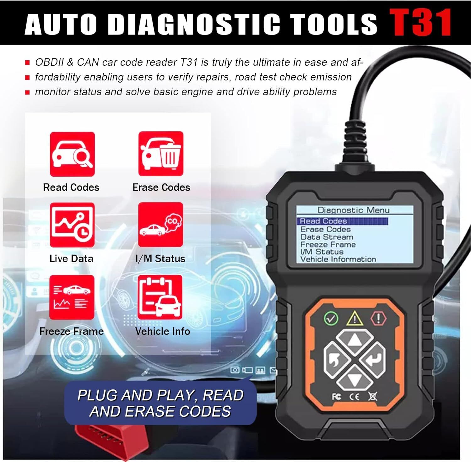 LAUNCH CY3001 Car OBD2 EOBD Scanner Auto Code Reader Engine Diagnostic Scan Tool V201-W13020221