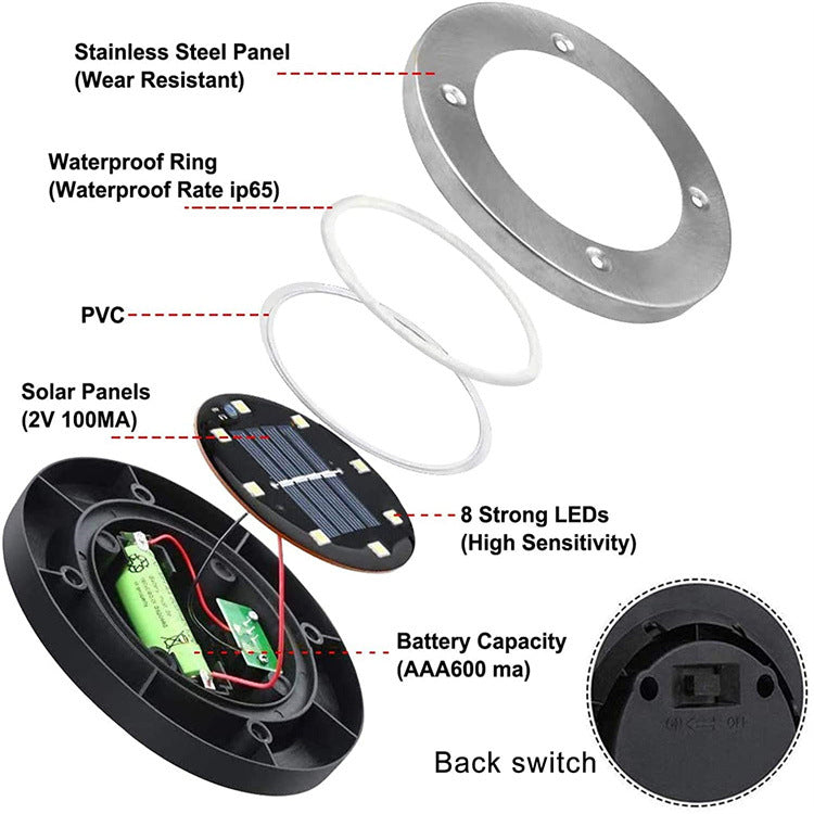 4pcs LED Solar Underground Light Waterproof Color Changing Garden Buried Lamp V201-W13043079