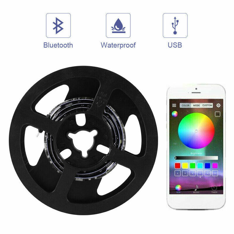 5V RGB LED Strip Lights IP65 Waterproof 5050 5M 10M 20M 300 LEDs USB Bluetooth V201-W13049673