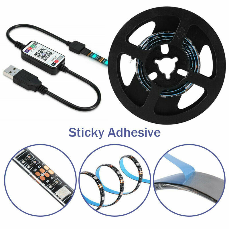 5V RGB LED Strip Lights IP65 Waterproof 5050 5M 10M 20M 300 LEDs USB Bluetooth V201-W13049673