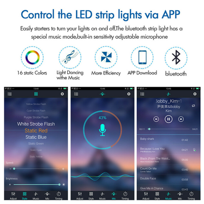 5V RGB LED Strip Lights IP65 Waterproof 5050 5M 10M 20M 300 LEDs USB Bluetooth V201-W13049673