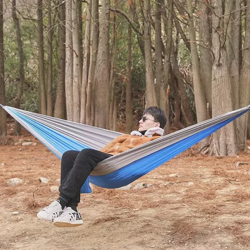 Outdoor Camping Hammock Lightweight 260x140cm Portable Travel Lightblue V201-W13050214