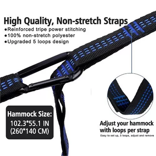 Outdoor Camping Hammock Lightweight 260x140cm Portable Travel Grey V201-W13050217