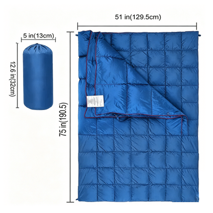 Down Camping Blanket Camping Hiking Puffy down Blanket Packable Lightweight Blue V201-W13050224