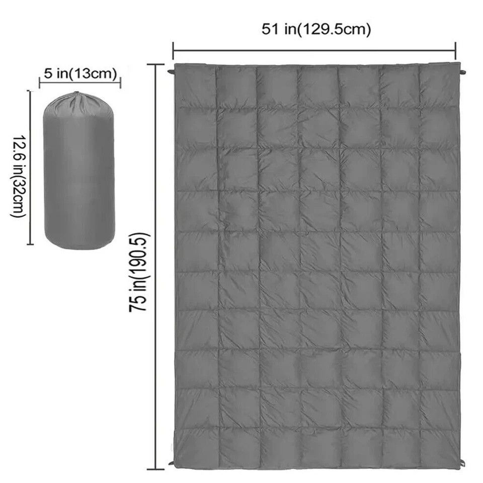 Down Camping Blanket Camping Hiking Puffy down Blanket Packable Lightweight GRAY V201-W13050225