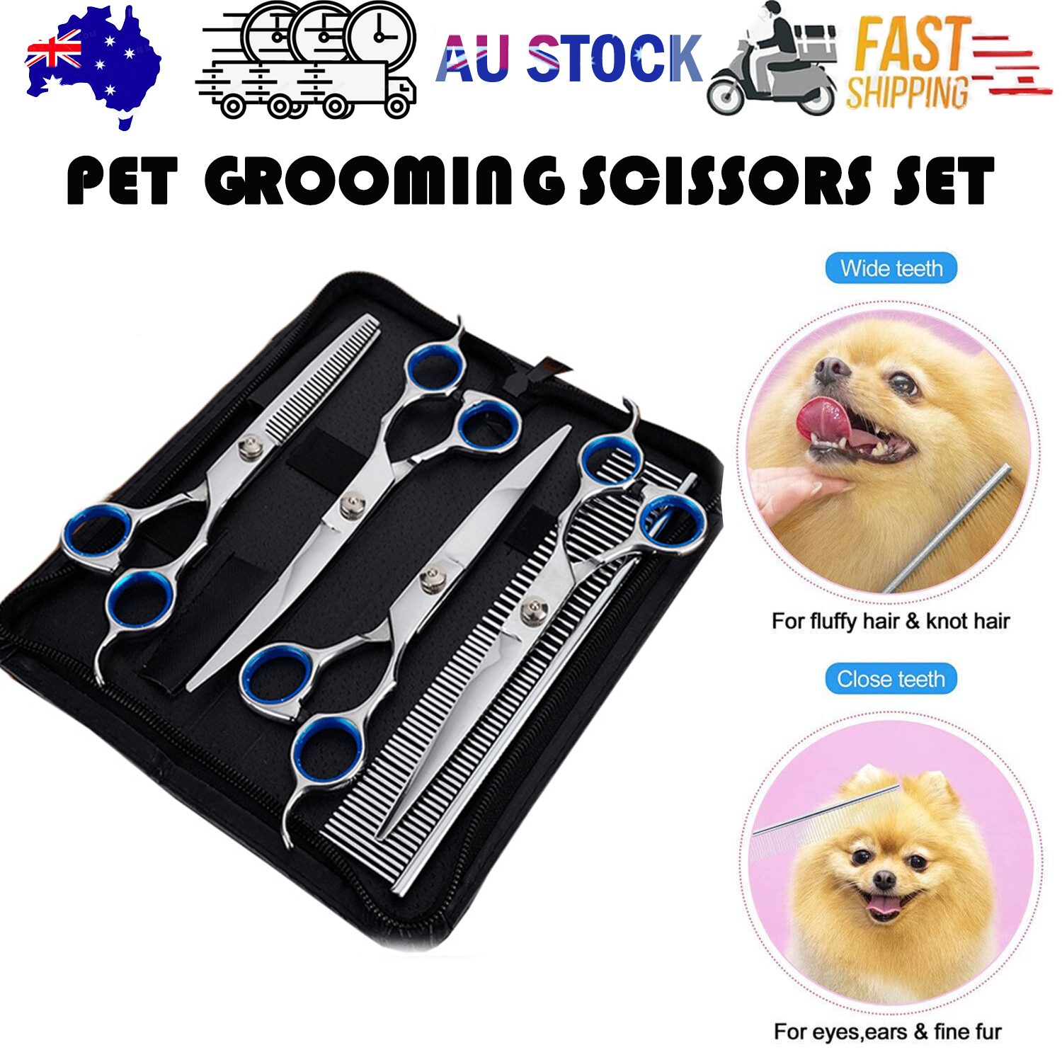 Professional Pet Grooming Scissors Set Dog Shear Hair Cutting Curved Tool Kit V201-W13054736