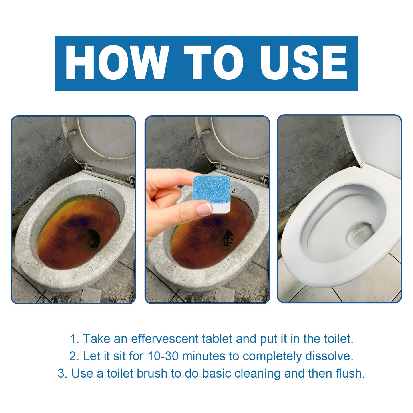 Toilet Bowl Cleaning Tablets Multi-Effect Decontamination, Descaling, Urine Stains, Toilet Cleaner, V201-W13056783