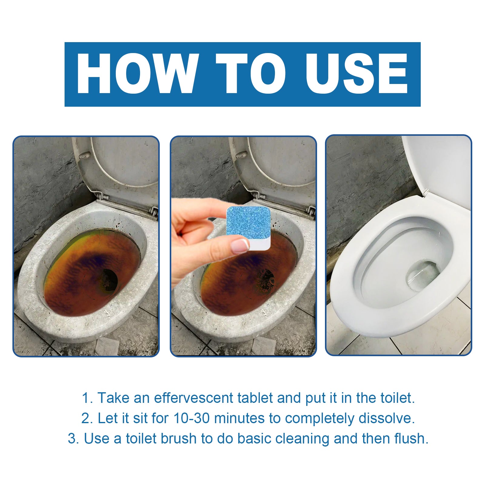 Toilet Bowl Cleaning Tablets Multi-Effect Decontamination, Descaling, Urine Stains, Toilet Cleaner, V201-W13056783