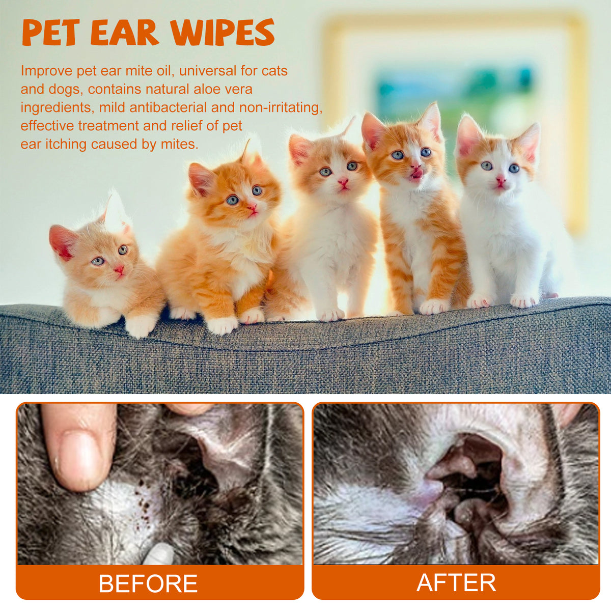 Yegbong Pet Ear Wipes, Pet Ear Cleaning Deodorizing Removing Mite And Earwax Cleaning Wipes V201-W13056848
