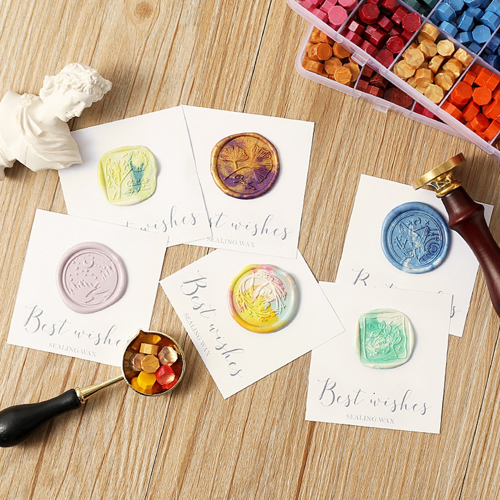 Vintage DIY Octagonal Sealing Wax Tablet Seal Stamp Wax Beads Wedding Invitation bluegreen V201-W13101292