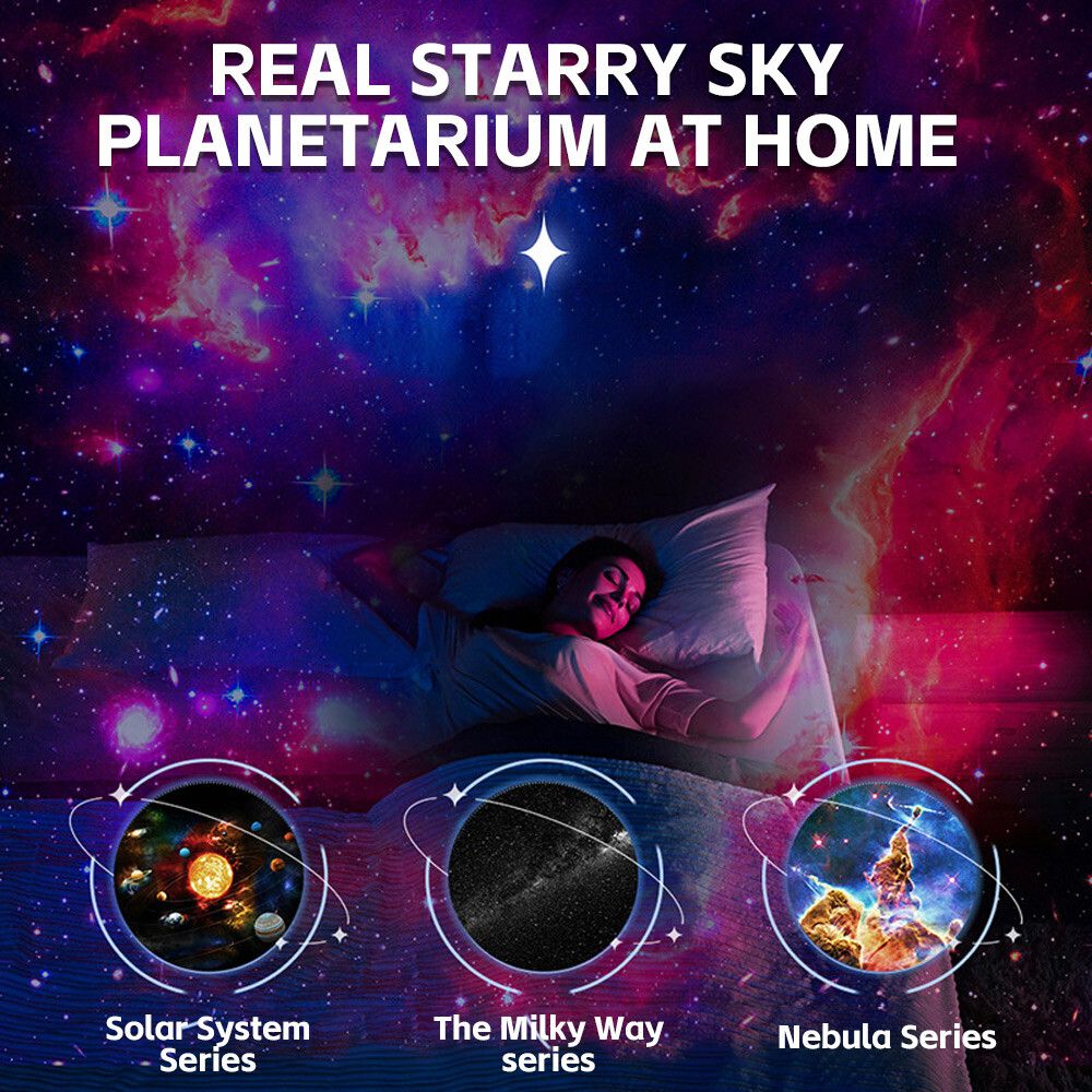 13in1 Galaxy Starry Sky Projector Night Light Rotating LED Planetarium Star Lamp V201-W13130286