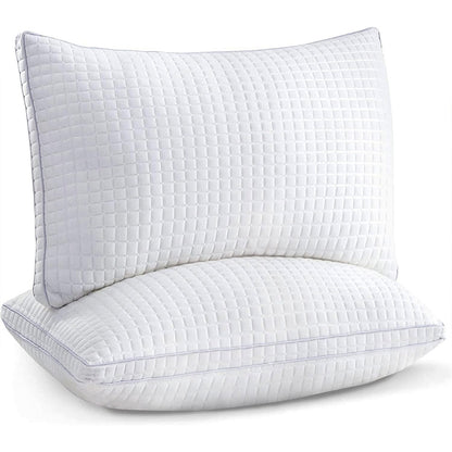 2xKing Quality Pillows Cotton Hotel Adjustable Home Pillows Down Alternative Pillows V201-W13149554