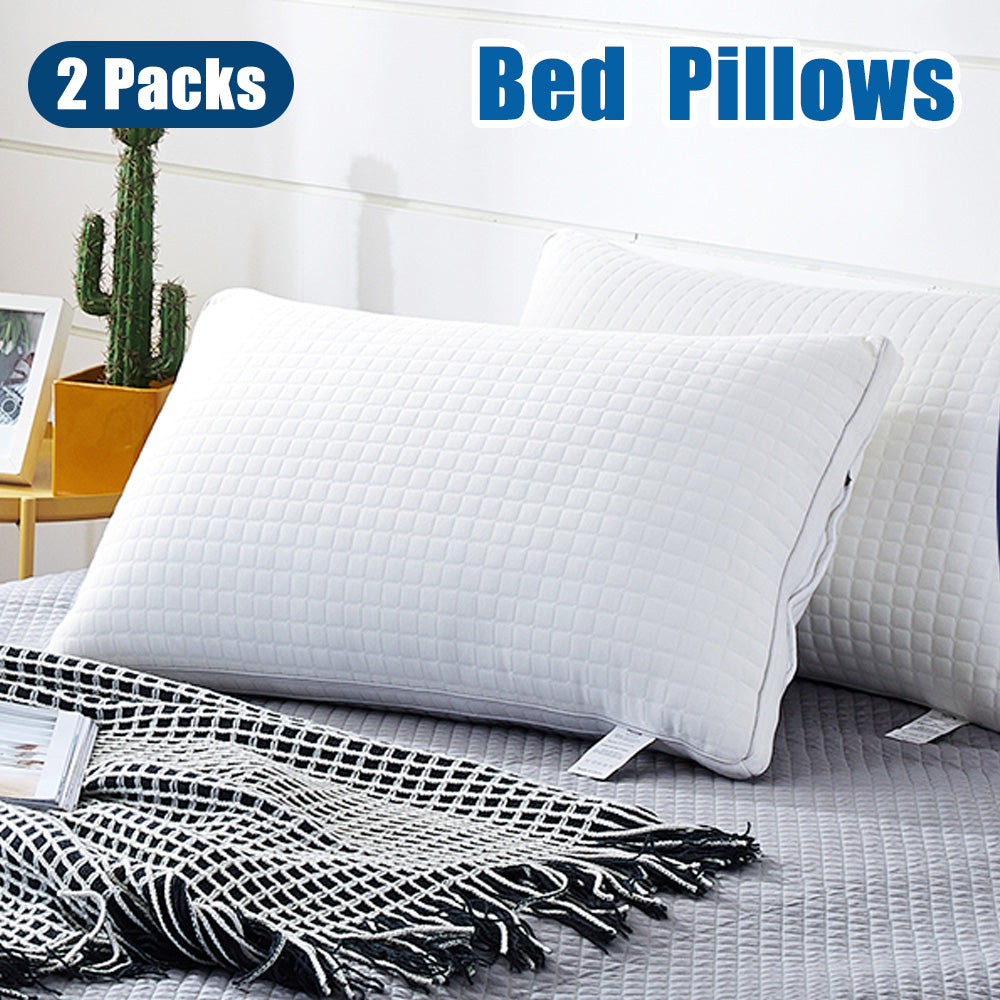 2xStandard Quality Pillows Cotton Hotel Adjustable Home Pillows Down Alternative Pillows V201-W13149556