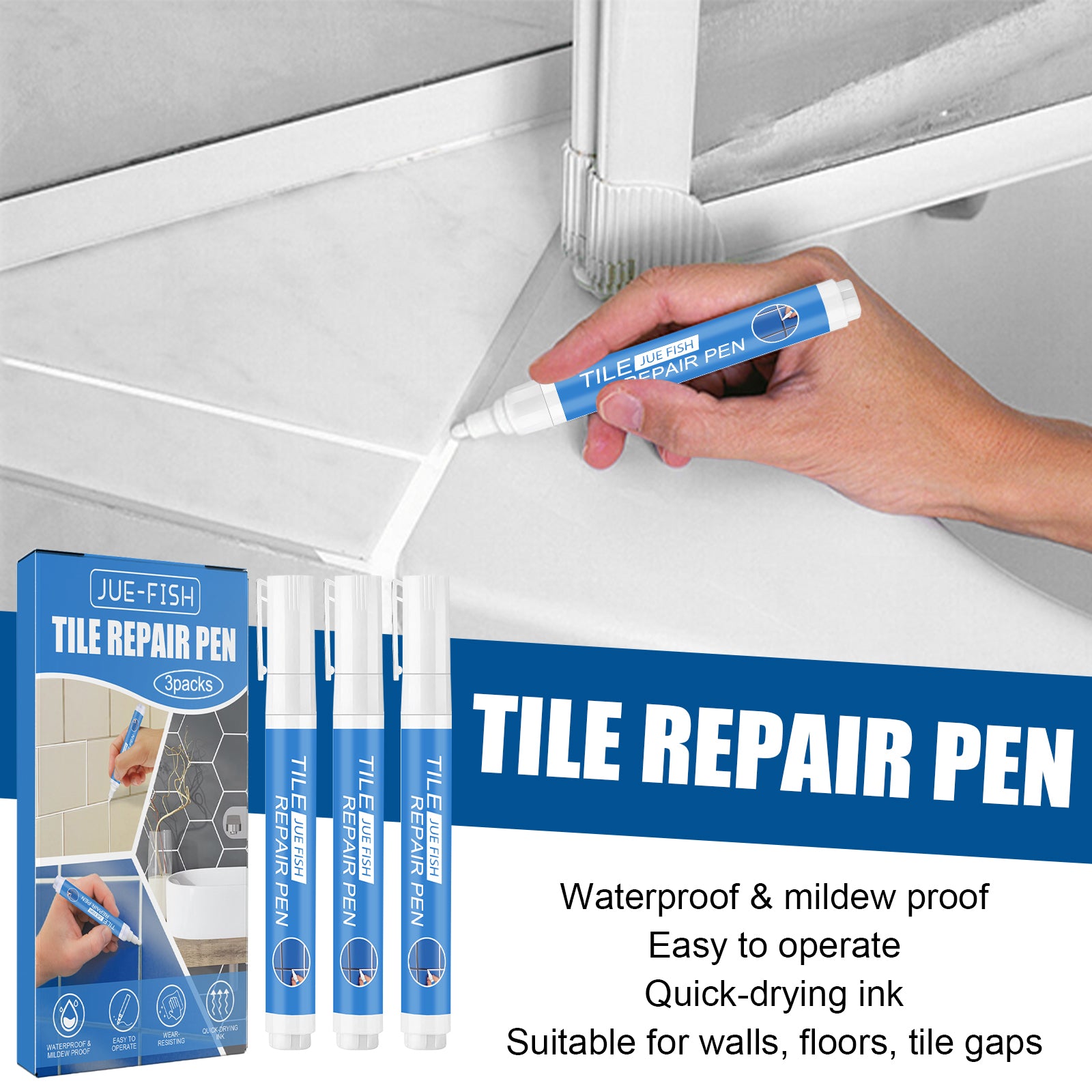 Jue Fish Tile Repair Pen Waterproof Mildew Resistant Tile Repair Pen For Bathroom Floor Crevices V201-W13174391