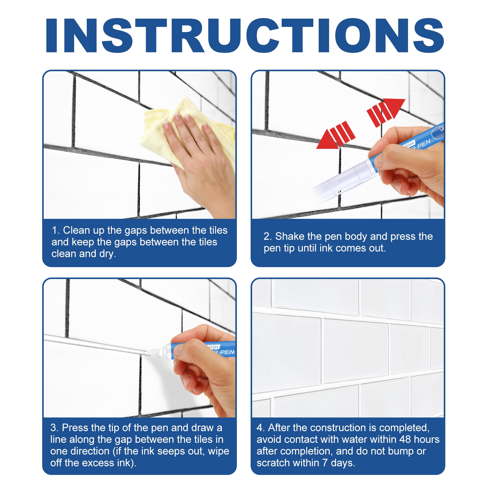 Jue Fish Tile Repair Pen Waterproof Mildew Resistant Tile Repair Pen For Bathroom Floor Crevices V201-W13174391