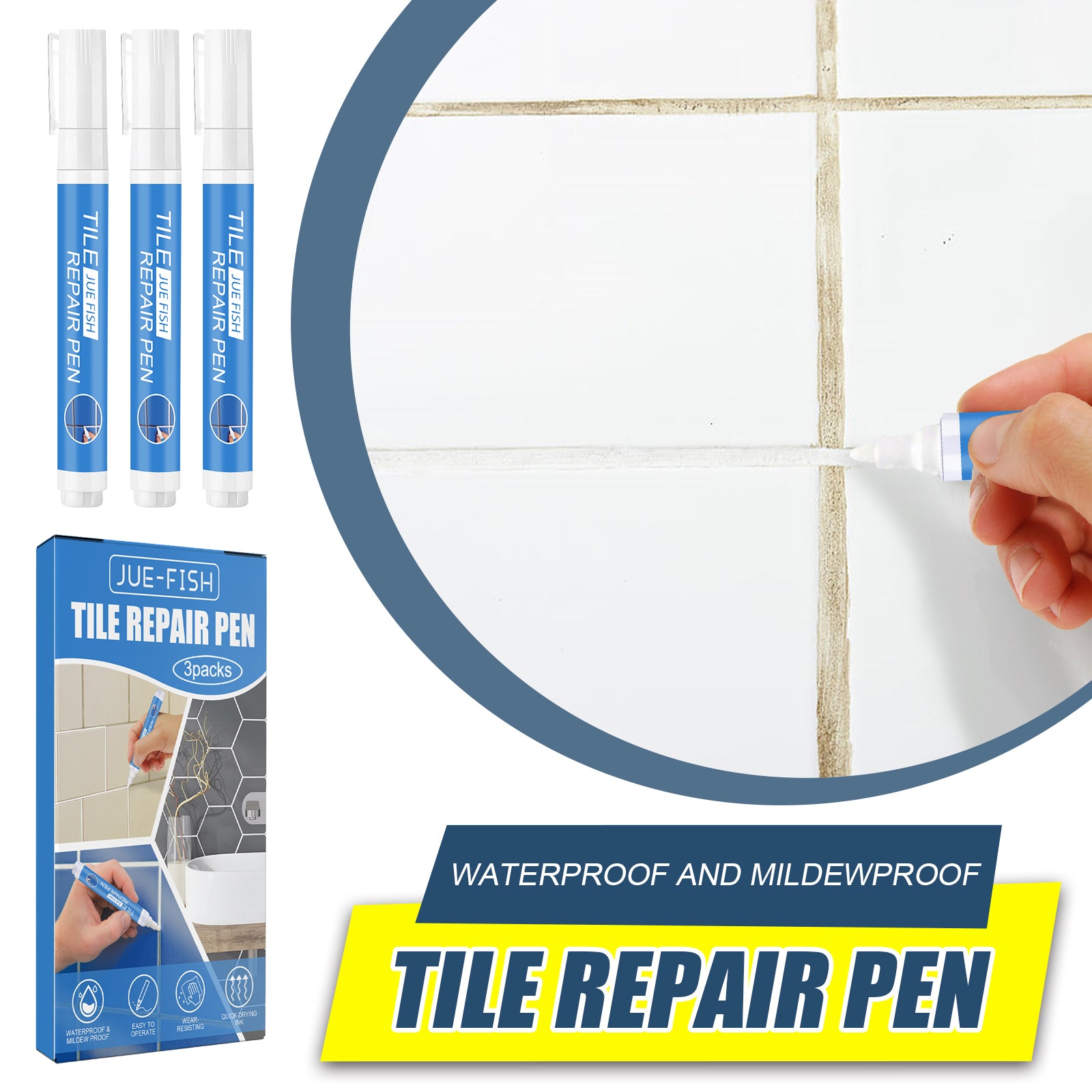 Jue Fish Tile Repair Pen Waterproof Mildew Resistant Tile Repair Pen For Bathroom Floor Crevices V201-W13174391